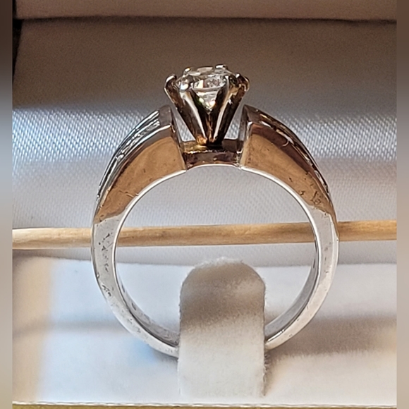 Vintage Swarovski 925 Silver Solitaire with Side Channel Set Crystals US 9 - Picture 4 of 8